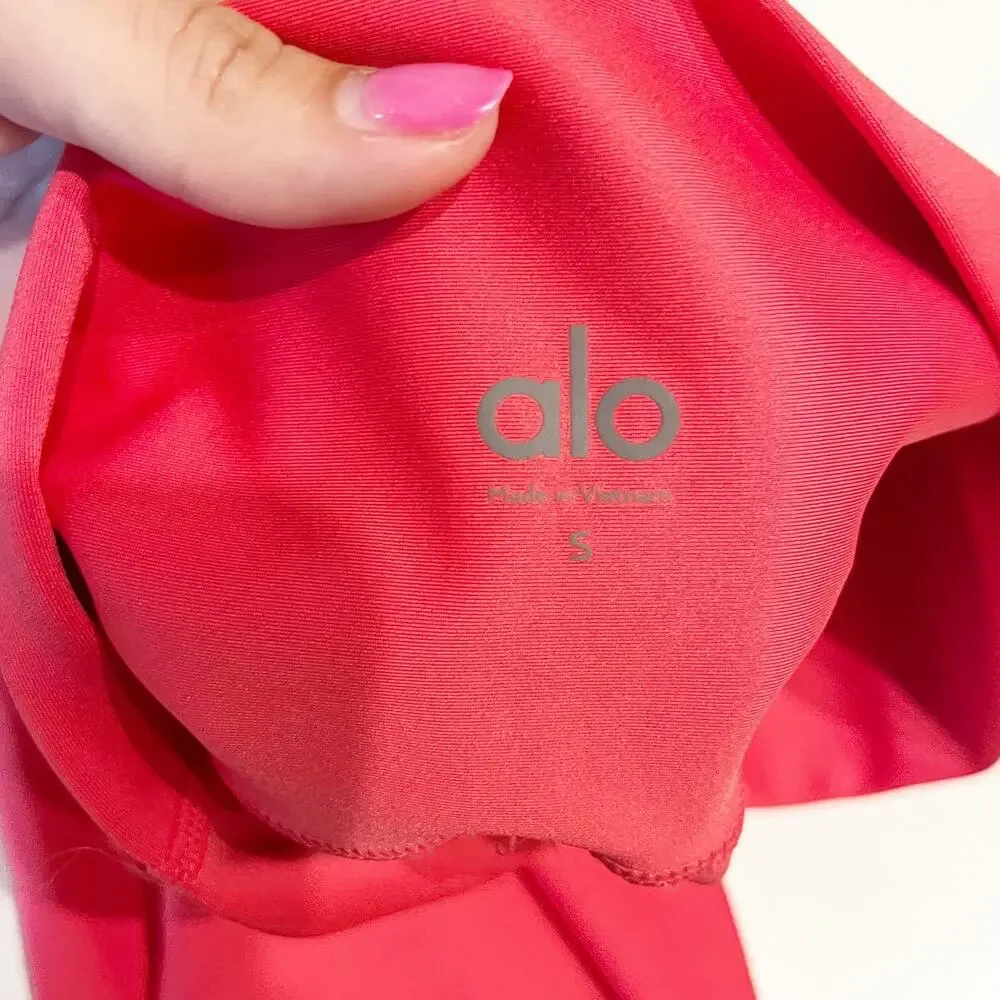 Alo Airlift High Rise 7/8 Leggings Pants Lipstick Red Pink Small